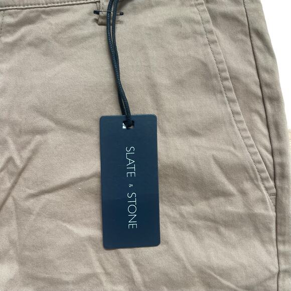 Slate & Stone NWT Men’s Khaki Chino 7'' Shorts Size 36 Twill Pockets Flat Front - Picture 2 of 6